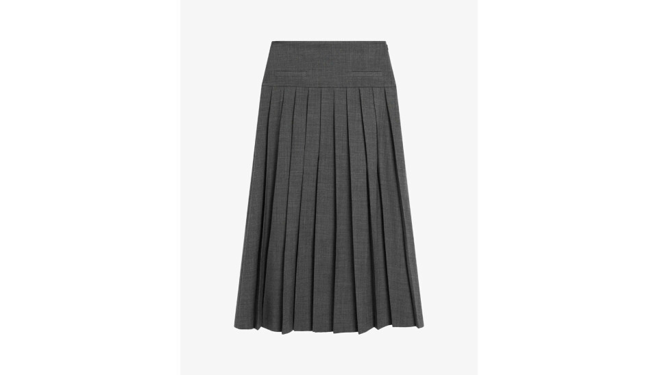 Nederdel med læg og drop waist fra Massimo Dutti, 850 kr.