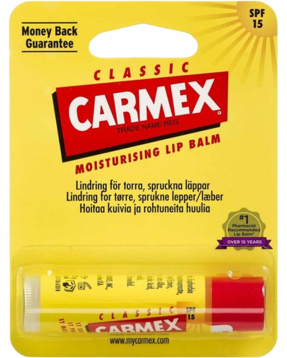 Lip balm, Carmex, 35 kr.
