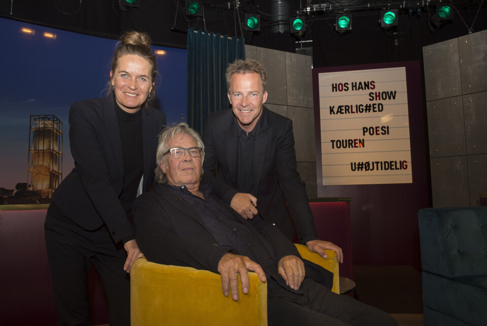 Jørgen med børnene Karoline og Asger til talkshowet ”Hos Hans”.