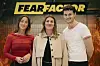 Mai Cermeño, Mette Sommer og Frederik Ottosen foran pressevæggen til 'Fear Factor' 2025