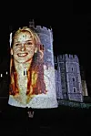 Political campaign group Led By Donkeys project an image of Virginia Giuffre onto Windsor Castle as US President Donald Trump's second state visit to the UK begins on 16th September 2025 in Windsor, United Kingdom. (photo by Mark Kerrison/In Pictures via Getty Images)