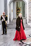COPENHAGEN, DENMARK - JANUARY 1: Queen Margrethe of Denmark attends the New Year's Court/the New Year's Day Parade hosted by King Frederik X of Denmark and Queen Mary of Denmark at Christian VII's Palace on January 1, 2026 in Copenhagen, Denmark.  (Photo by Martin Sylvest Andersen/Getty Images)