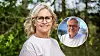 Smilende kvinde udendørs med rundt indsatsfoto af ældre mand til højre.