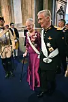 Dronning Margrethe, 86, gik
til bords med den belgiske
kong Philippe, 66.