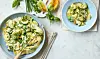 Pappardelle med courgette og courgetteblomster.
