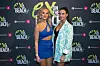 Julica Dall Larsen og Trine Vandrup poser foran Ex on the Beach sæson 8 fotovæg.