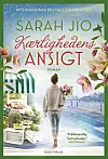 Bogomslag med kvinde ved havn og blomsterbod på forsiden af romanen 'Kærlighedens ansigt'.