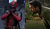 Collage med Deadpool i rødt kostume og Ryan Reynolds i The Adam Project bøjet frem i naturen