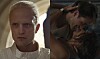 Delt filmstill med intenst portræt af Robert Pattinson til venstre og intim omfavnelse mellem Zendaya og Robert Pattinson til højre