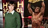 Montage af ung Zac Efron ved lysreklame og som bokser med løftet mesterskabsbælte.