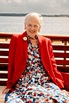 Dronning Margrethe ombord på kongeskibet Dannebrog.