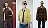 Tre kvindelige modeller iført elegante outfits i hver sin moderne stil på separate baggrunde.