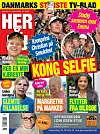 Forside af HER&NU med kongelig selfie, kendisser og stærke gule og røde overskrifter