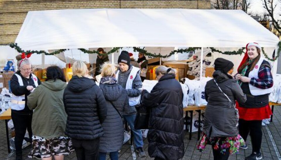 Frelsens Hær har uddelt julehjælp i over 100 år. (Foto: Liselotte Sabroe/Ritzau Scanpix)